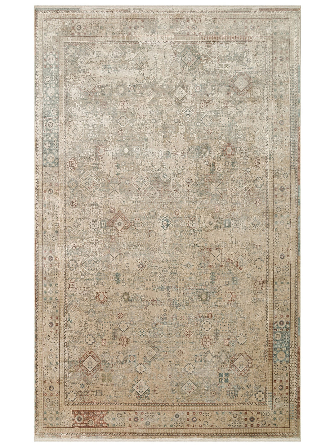 Golden Serisi %100 Naturel Yumuşak Dokulu Vintage Esintilere Sahip Sık Dokuma Salon Halısı 03 BEIGE - Carpetdocia