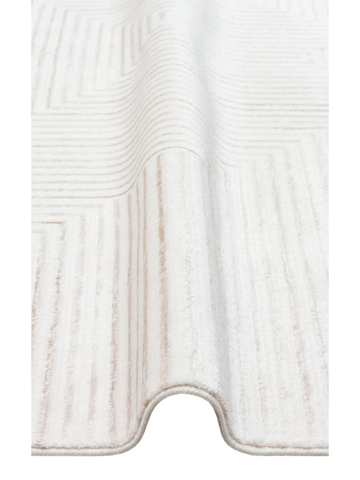 Kylie Serisi Salon Oturma Odası Koridor Antre Parlak ve Sade Modern Halı 02 CREAM NATURAL - Carpetdocia