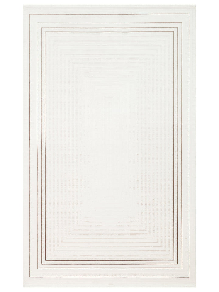 Kylie Serisi Salon Oturma Odası Koridor Antre Parlak ve Sade Modern Halı 04 CREAM VIZON - Carpetdocia