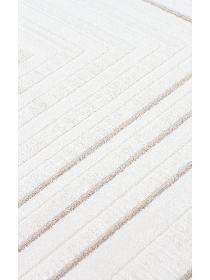 Kylie Serisi Salon Oturma Odası Koridor Antre Parlak ve Sade Modern Halı 04 CREAM VIZON - Carpetdocia