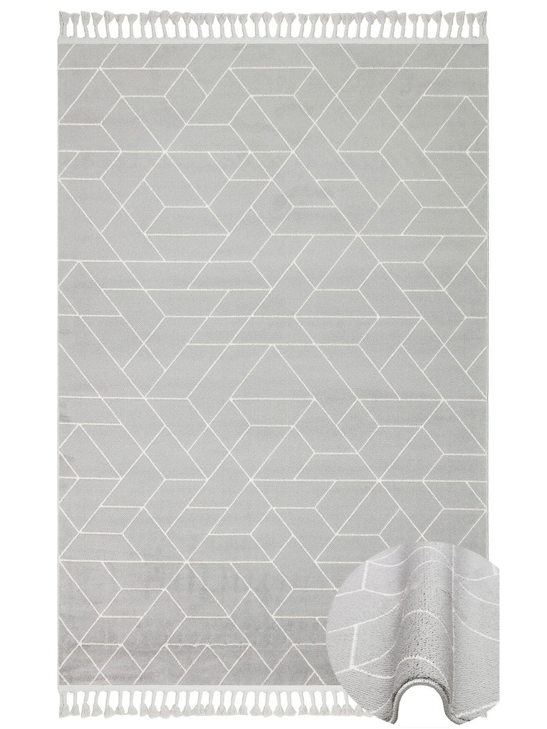 Lounge Series Ethnic Patterned Living Room Sitting Room Corridor Soft Modern Carpet 03 GREY WHITE 
