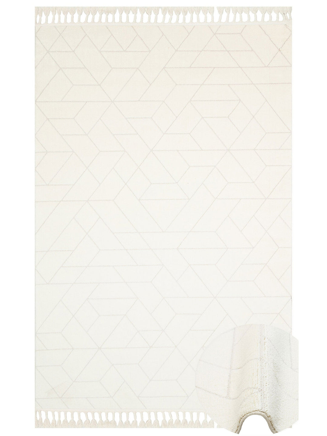 Lounge Serisi Etnik Desenlere Sahip Salon Oturma Odası Koridor Yumuşak Modern Halı 03 WHITE - Carpetdocia