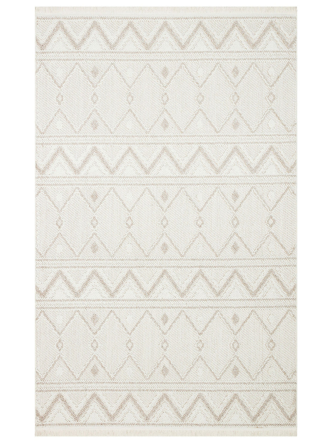 Mali Yumuşak Tuşeli Örgü Dokuma Oturma Odası Koridor Antre Yatak Odası Modern Halı 03 WHITE BEIGE - Carpetdocia
