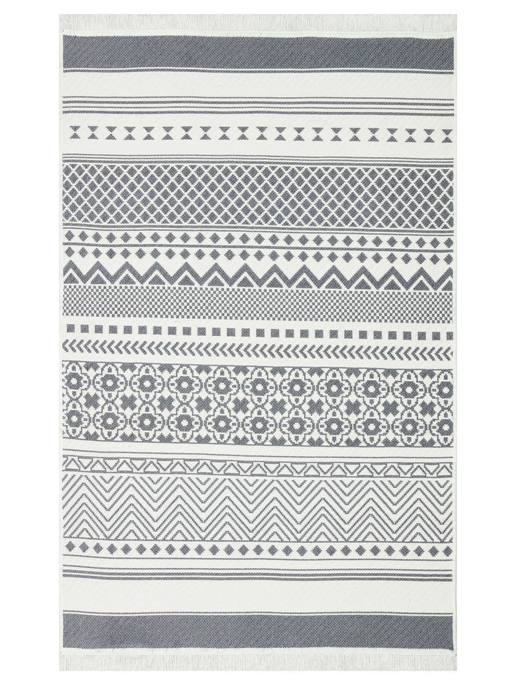 Maya %100 Naturel Pamuk Yıkanabilir Çift Taraflı Oturma Odası Mutfak Koridor Modern Kilim 07 GREY - Carpetdocia