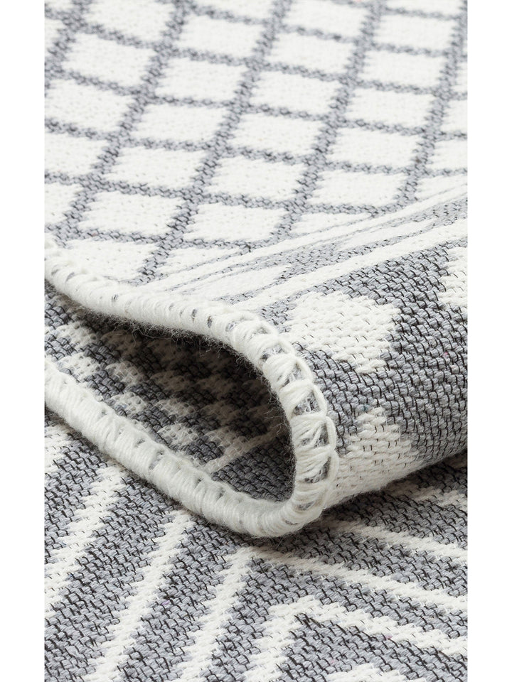 Maya %100 Naturel Pamuk Yıkanabilir Çift Taraflı Oturma Odası Mutfak Koridor Modern Kilim 07 GREY - Carpetdocia
