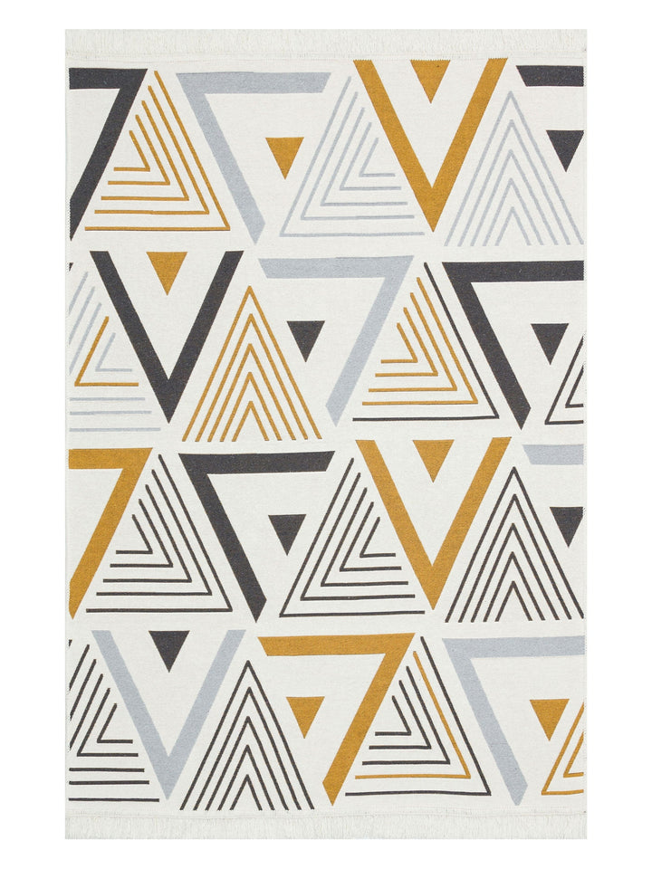 Maya %100 Naturel Pamuk Yıkanabilir Çift Taraflı Oturma Odası Mutfak Koridor Modern Kilim 18 YELGREY - Carpetdocia