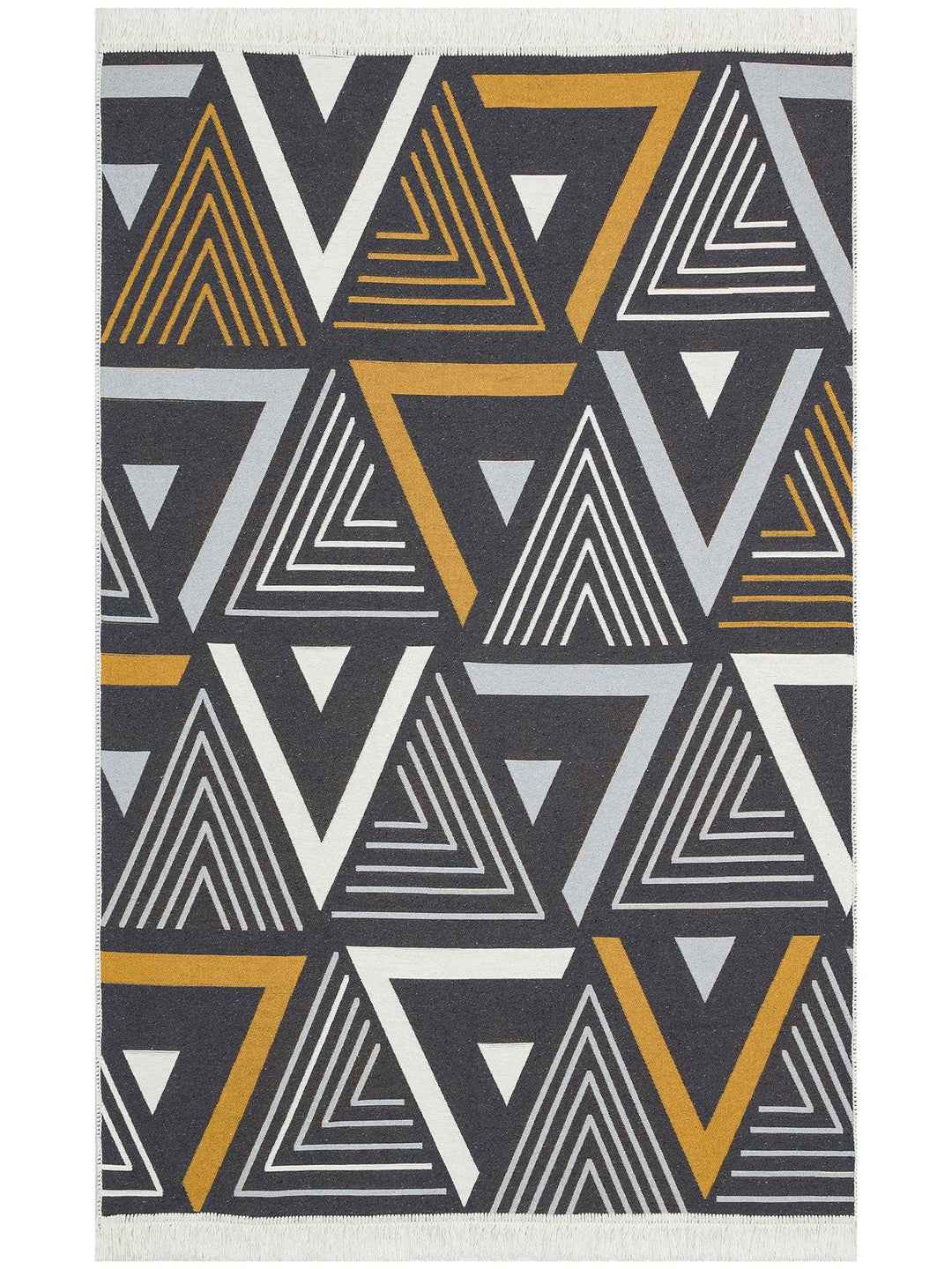 Maya %100 Naturel Pamuk Yıkanabilir Çift Taraflı Oturma Odası Mutfak Koridor Modern Kilim 18 YELGREY - Carpetdocia