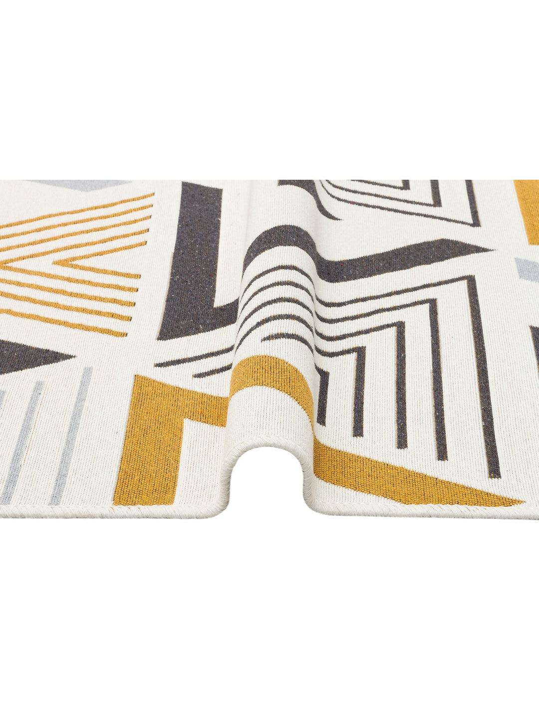 Maya %100 Naturel Pamuk Yıkanabilir Çift Taraflı Oturma Odası Mutfak Koridor Modern Kilim 18 YELGREY - Carpetdocia