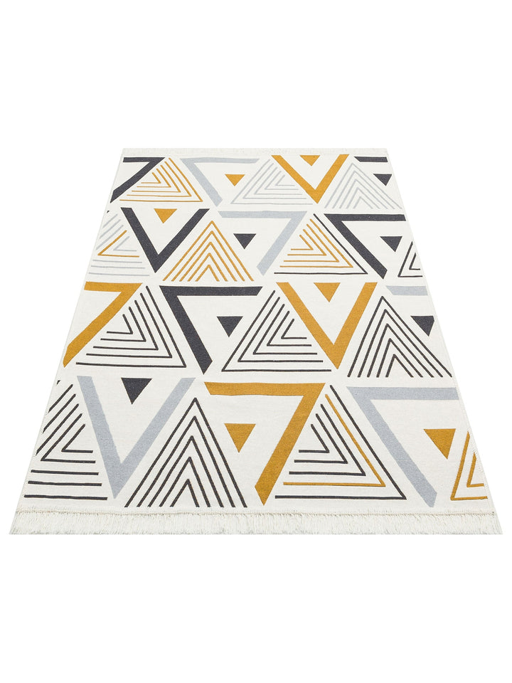 Maya %100 Naturel Pamuk Yıkanabilir Çift Taraflı Oturma Odası Mutfak Koridor Modern Kilim 18 YELGREY - Carpetdocia