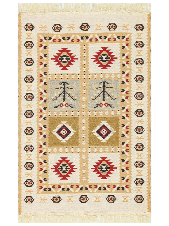 Maya %100 Naturel Pamuk Yıkanabilir Çift Taraflı Oturma Odası Mutfak Koridor Modern Kilim 28 RED - Carpetdocia