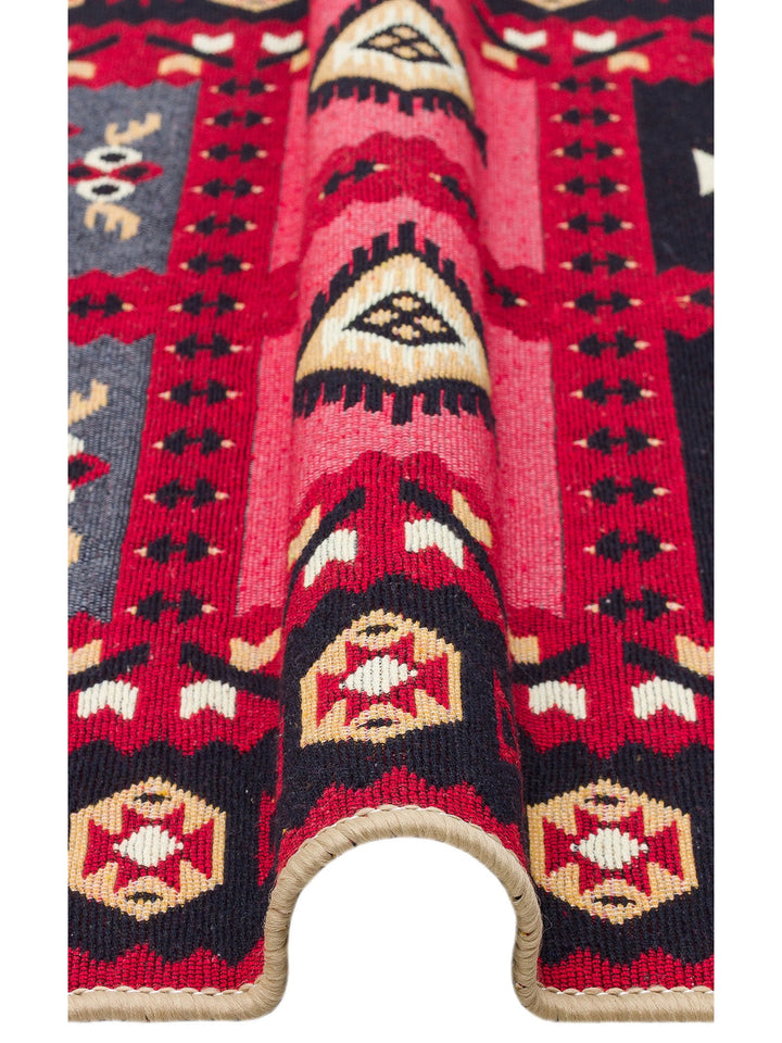Maya %100 Naturel Pamuk Yıkanabilir Çift Taraflı Oturma Odası Mutfak Koridor Modern Kilim 28 RED - Carpetdocia