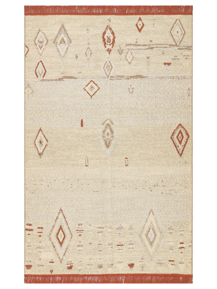 Maya %100 Naturel Pamuk Yıkanabilir Çift Taraflı Oturma Odası Mutfak Koridor Modern Kilim 37 TERRA - Carpetdocia