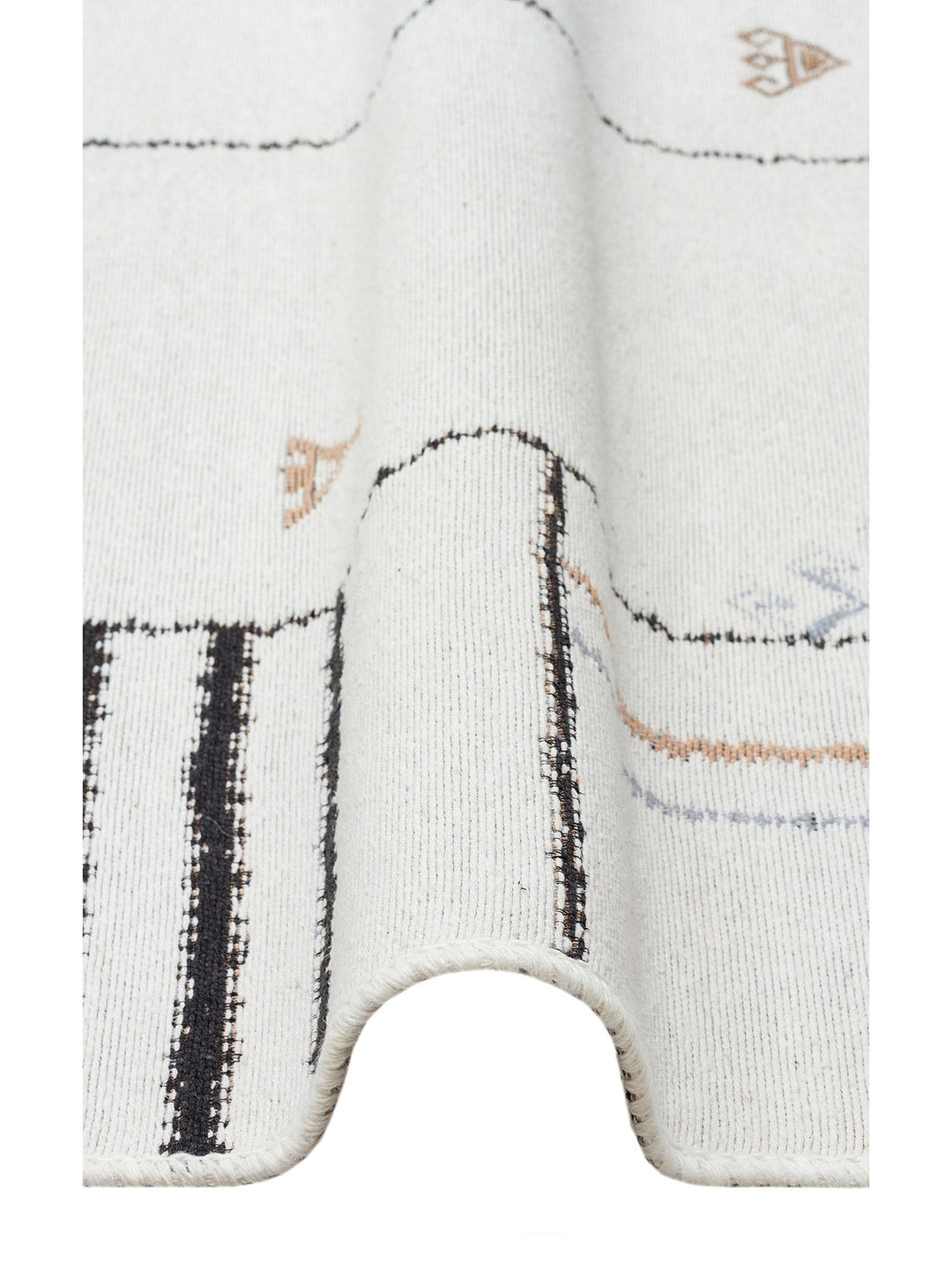 Maya %100 Naturel Pamuk Yıkanabilir Çift Taraflı Oturma Odası Mutfak Koridor Modern Kilim 41CREMBLCK - Carpetdocia