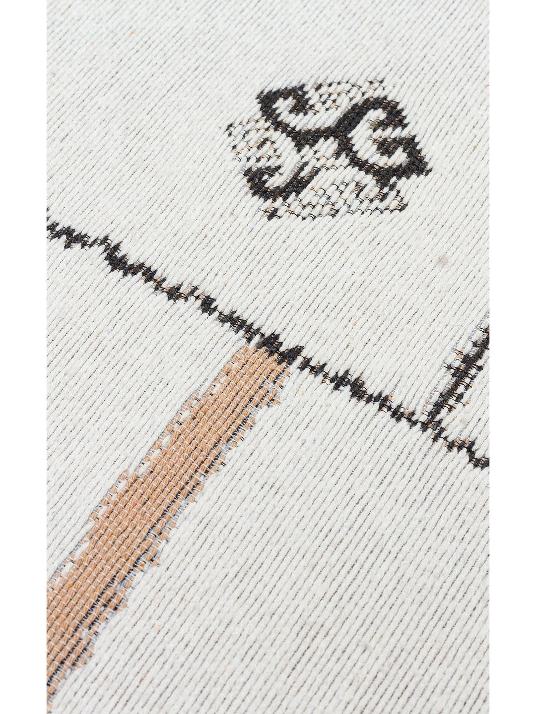 Maya %100 Naturel Pamuk Yıkanabilir Çift Taraflı Oturma Odası Mutfak Koridor Modern Kilim 41CREMBLCK - Carpetdocia