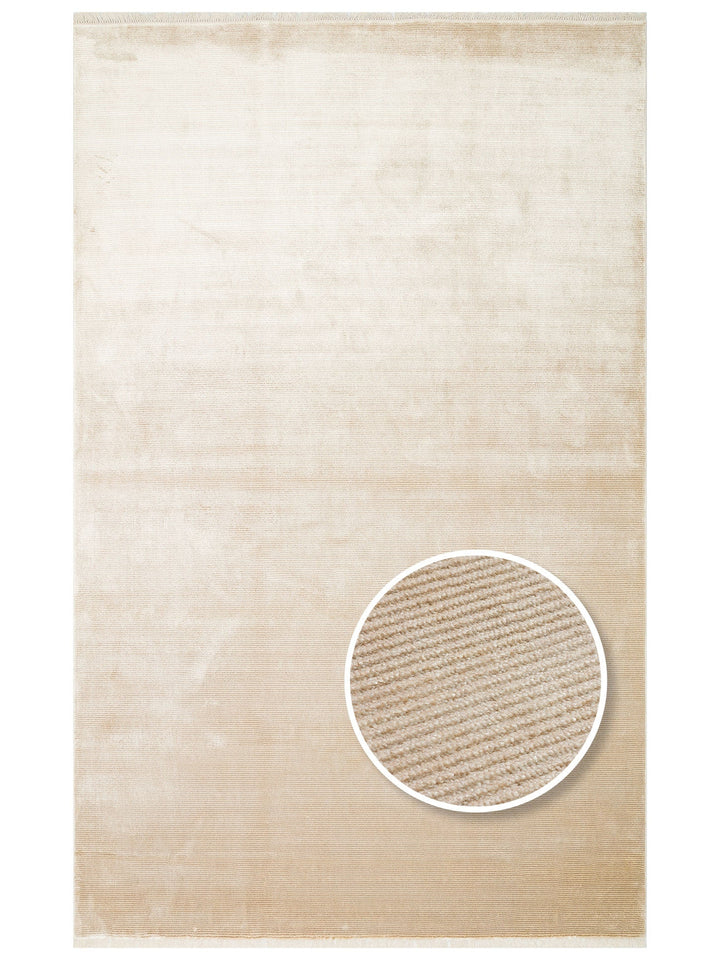 Montenegro Viskon Karışımlı Sade Desenli Sık Dokuma Oturma Odası Salon Koridor Modern Halı 01 BEIGE - Carpetdocia