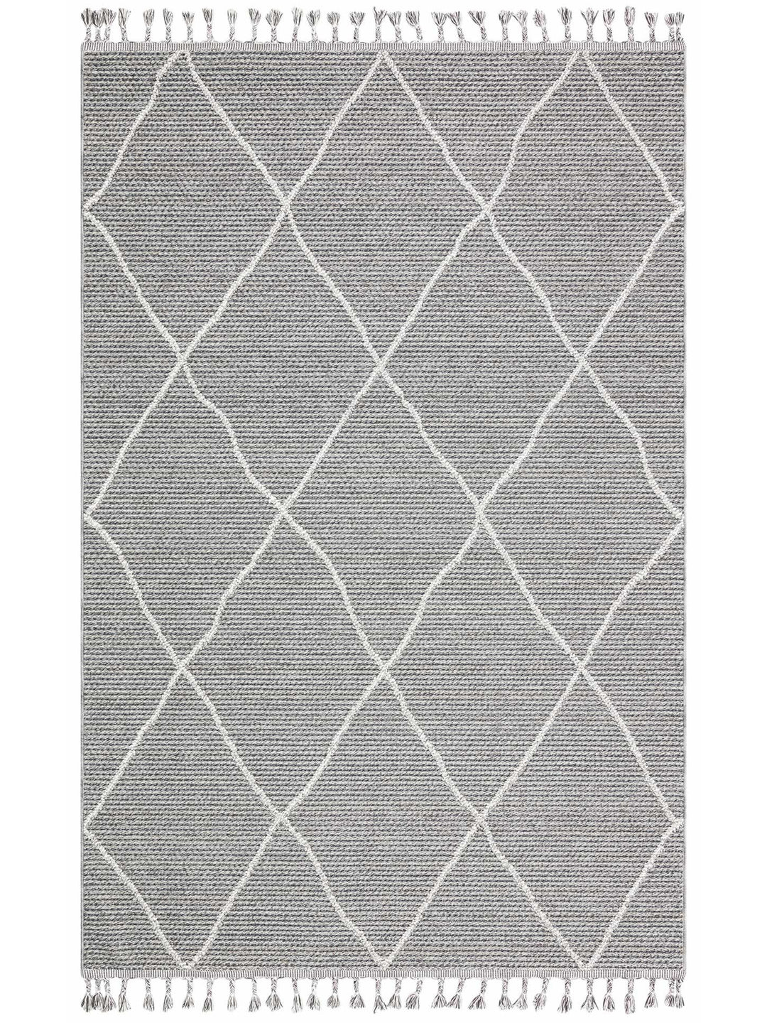 Ole Serisi Hasır Dokuma Oturma Odası Salon Koridor Antre Mutfak Modern İskandinav Halı 02 GREY - Carpetdocia
