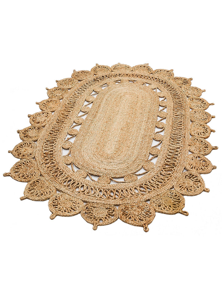 Only Jüt Yuvarlak ve Oval %100 Naturel Oturma Odası Antre Mutfak Balkon El Dokuma Halı CA109NATXW - Carpetdocia