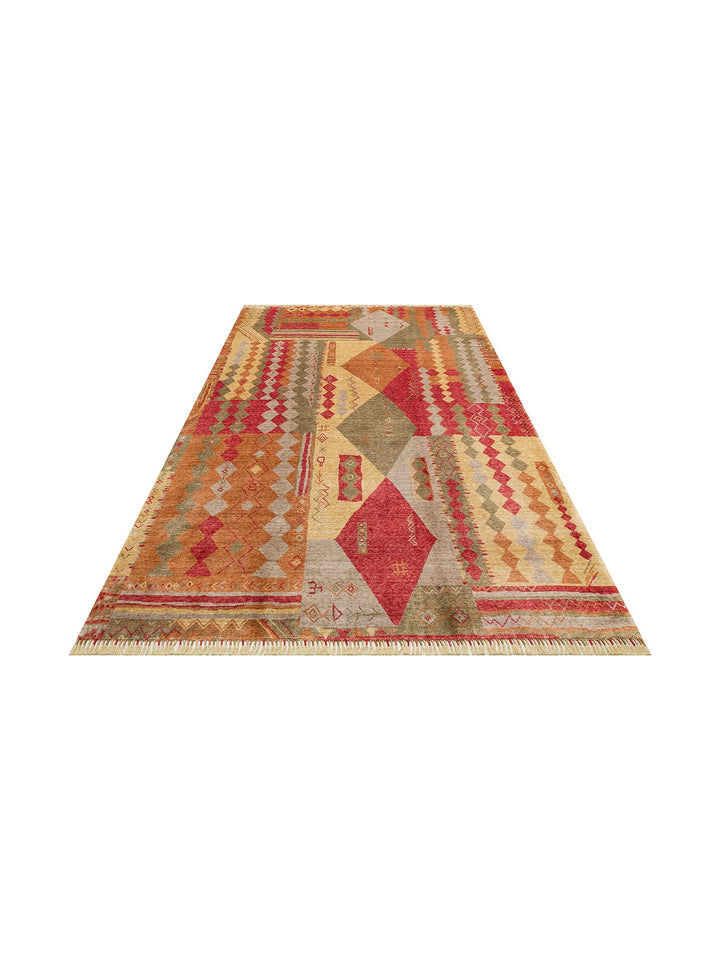 Oushak Carnaval %100 Naturel Kolay Temizlenir El Emeğiyle Üretilen Tensel Modern Uşak Halısı 10 RED - Carpetdocia