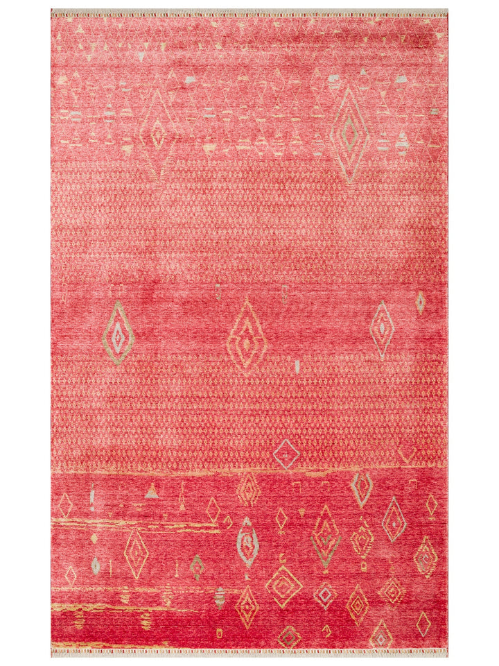 Oushak Carnaval %100 Naturel Kolay Temizlenir El Emeğiyle Üretilen Tensel Modern Uşak Halısı 15 RED - Carpetdocia