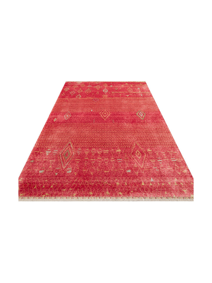 Oushak Carnaval %100 Naturel Kolay Temizlenir El Emeğiyle Üretilen Tensel Modern Uşak Halısı 15 RED - Carpetdocia