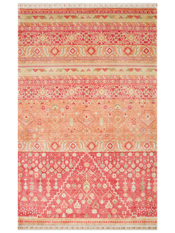 Oushak Carnaval %100 Naturel Kolay Temizlenir El Emeğiyle Üretilen Tensel Modern Uşak Halısı 17 RED - Carpetdocia