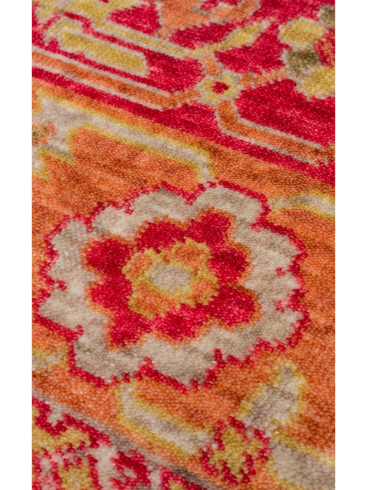 Oushak Carnaval %100 Naturel Kolay Temizlenir El Emeğiyle Üretilen Tensel Modern Uşak Halısı 17 RED - Carpetdocia