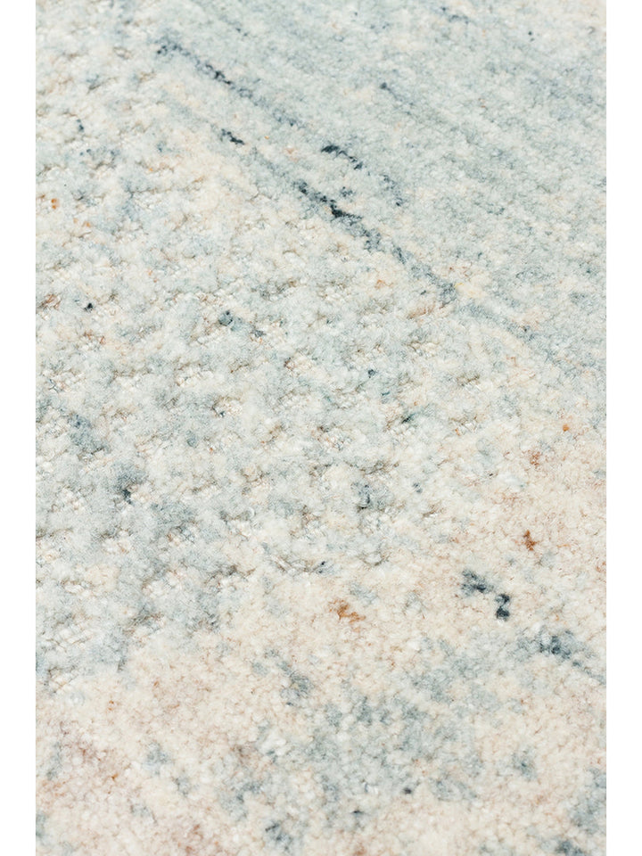 Palette Serisi %100 Naturel Yün Viskon Pamuk El Dokuma İskandinav Salon Oturma Odası Halı BEIGE TEAL - Carpetdocia
