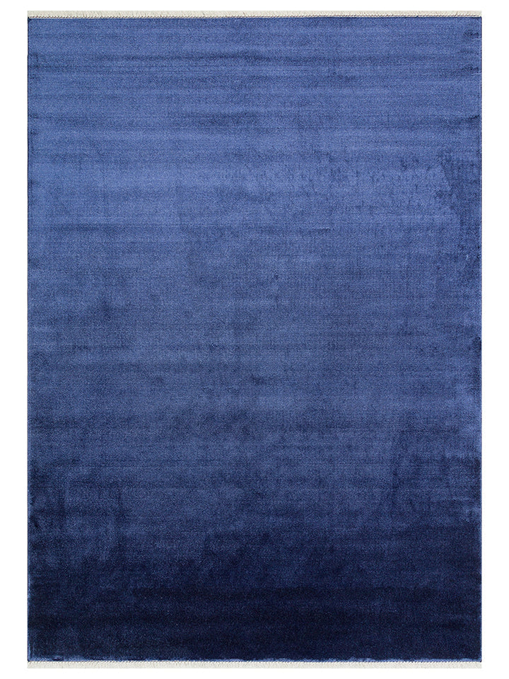 Queen Serisi %100 Naturel Viskon Parlak Modern El Emeğiyle Üretilen Salon Oturma Odası Halı MID BLUE - Carpetdocia