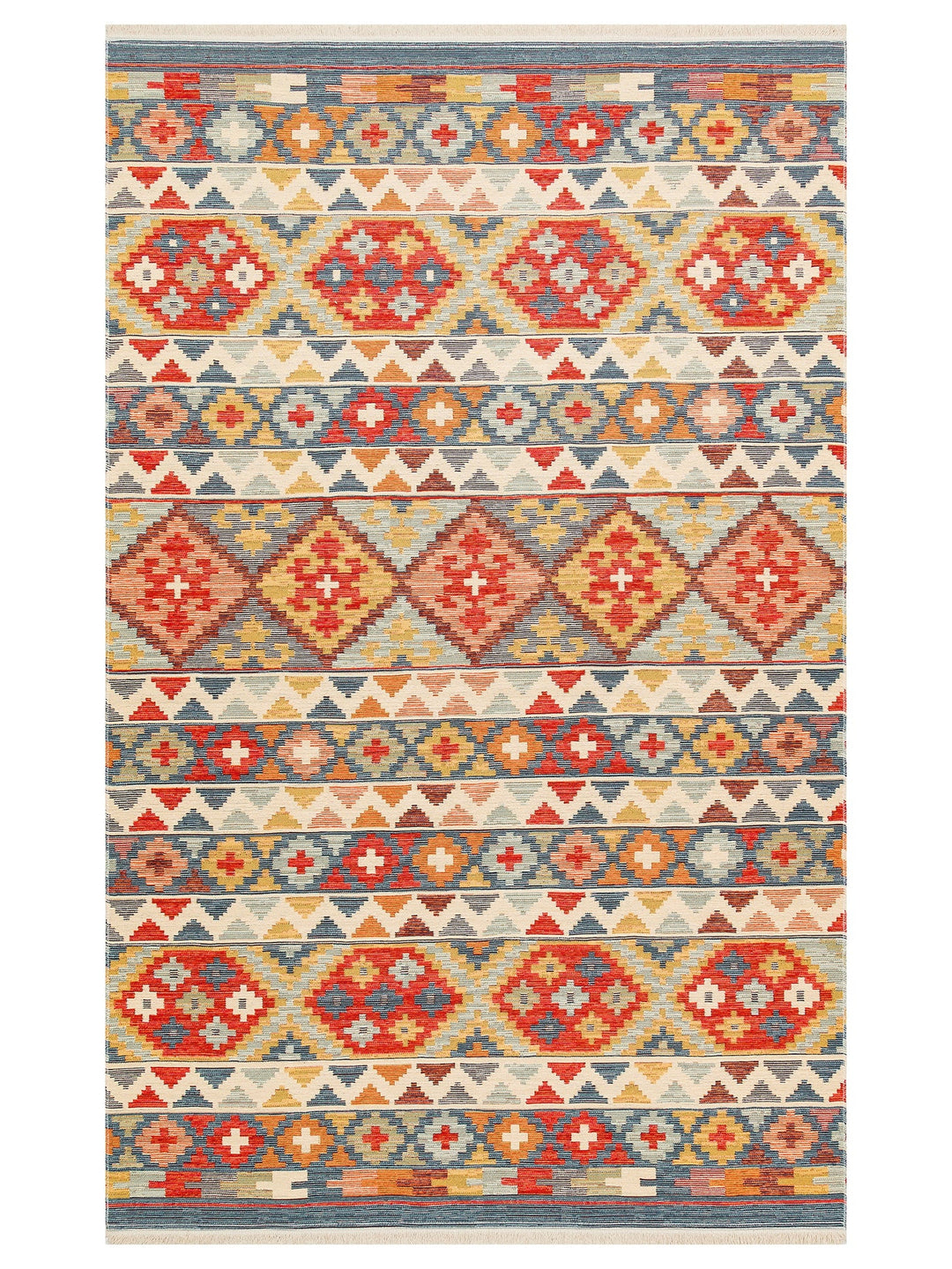 Rota Yıkanabilir, Çift Taraflı Kullanıma Uygun Yumuşak Tuşeli Otantik Kilim 02 AQUA - Carpetdocia