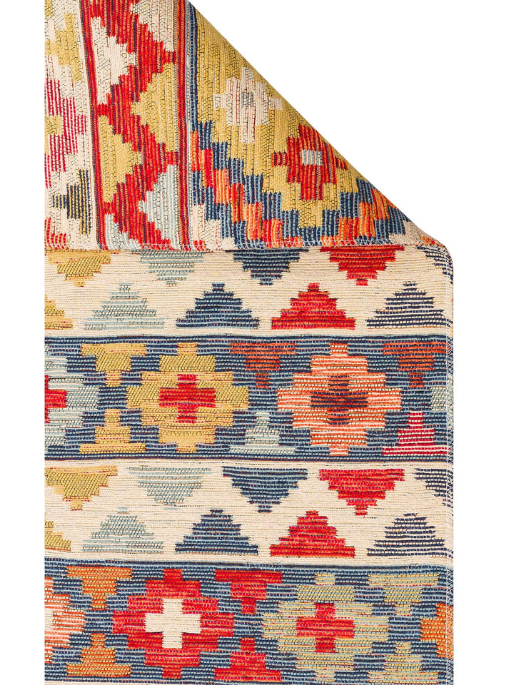 Rota Yıkanabilir, Çift Taraflı Kullanıma Uygun Yumuşak Tuşeli Otantik Kilim 02 AQUA - Carpetdocia