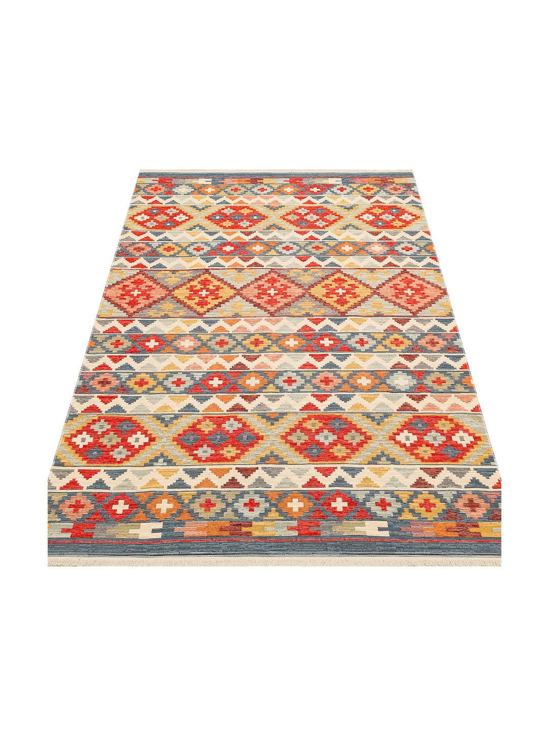 Rota Yıkanabilir, Çift Taraflı Kullanıma Uygun Yumuşak Tuşeli Otantik Kilim 02 AQUA - Carpetdocia