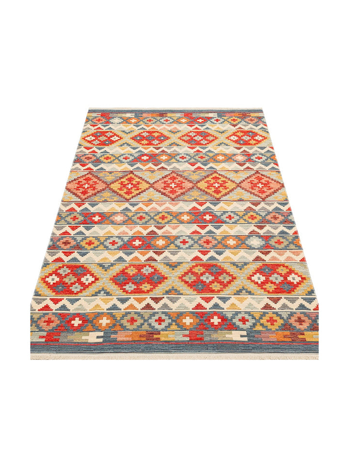 Rota Yıkanabilir, Çift Taraflı Kullanıma Uygun Yumuşak Tuşeli Otantik Kilim 02 AQUA - Carpetdocia