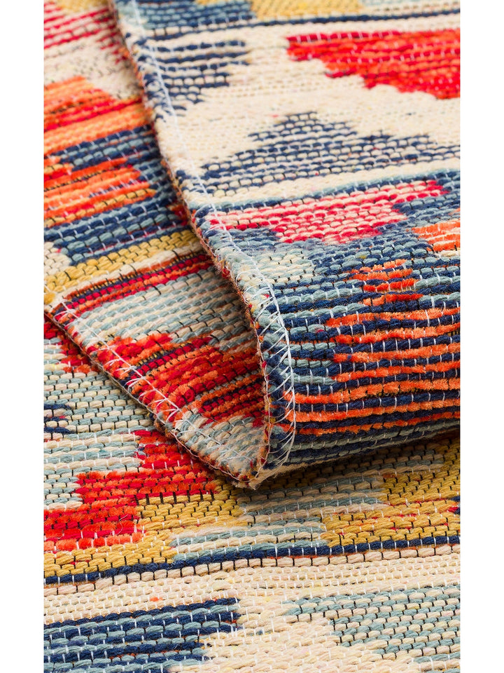 Rota Yıkanabilir, Çift Taraflı Kullanıma Uygun Yumuşak Tuşeli Otantik Kilim 02 AQUA - Carpetdocia