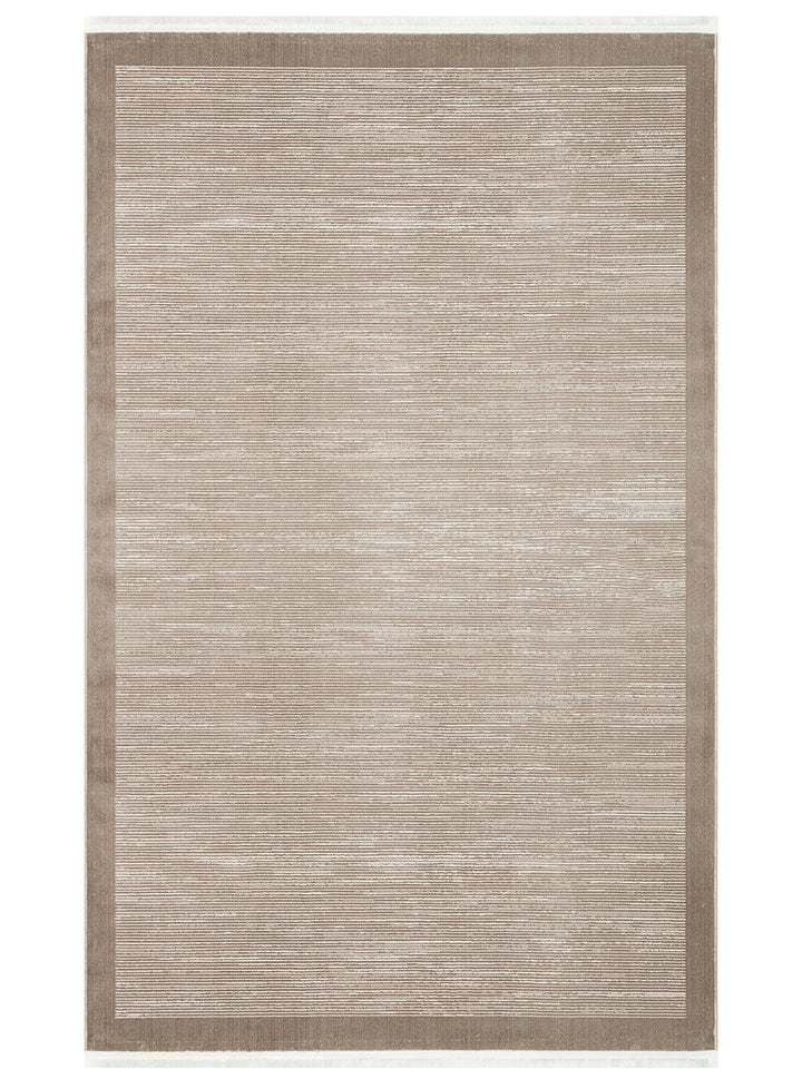 Smooth Lux Parlak Oturma Odası Salon Koridor İnce Dokuma Modern Halı 909 BEIGE - Carpetdocia