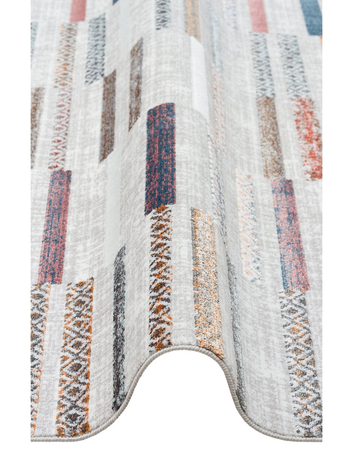 Smooth Yıkanabilir Kaymaz Parlak Oturma Odası Salon Koridor İnce Dokuma Modern Halı 110 MULTY XW - Carpetdocia