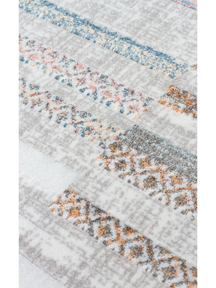 Smooth Yıkanabilir Kaymaz Parlak Oturma Odası Salon Koridor İnce Dokuma Modern Halı 110 MULTY XW - Carpetdocia