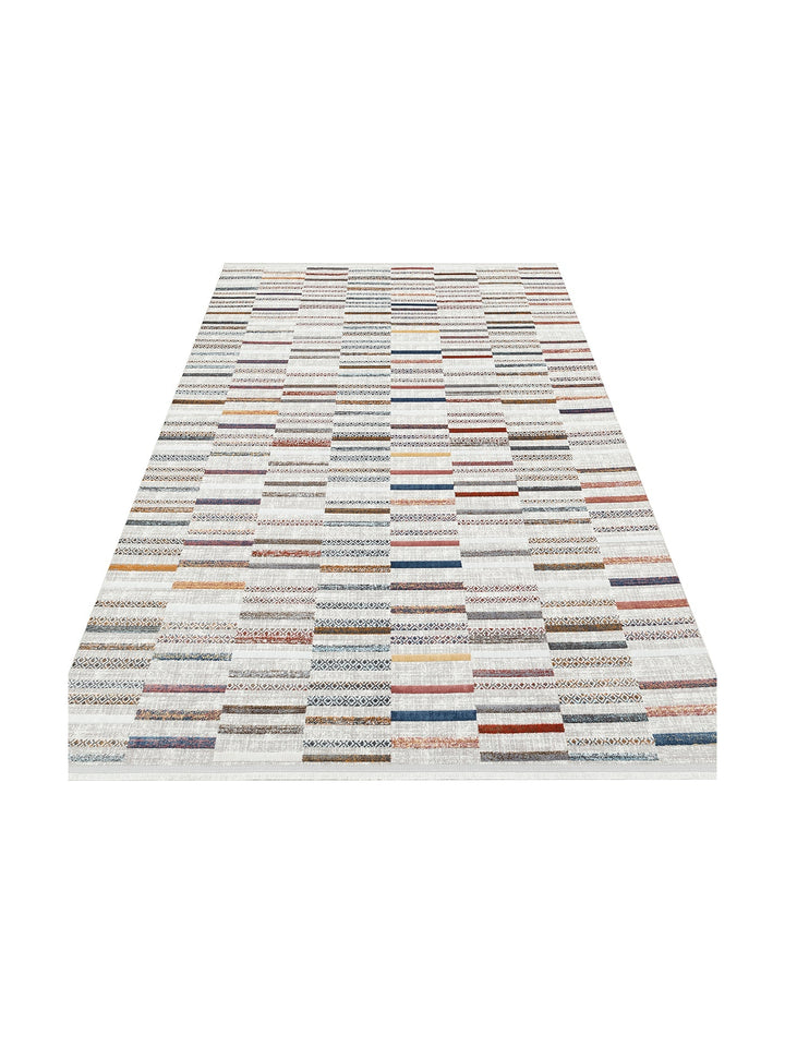 Smooth Yıkanabilir Kaymaz Parlak Oturma Odası Salon Koridor İnce Dokuma Modern Halı 110 MULTY XW - Carpetdocia