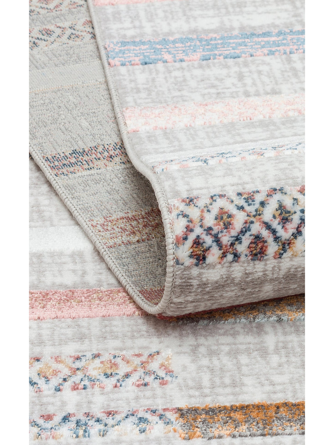 Smooth Yıkanabilir Kaymaz Parlak Oturma Odası Salon Koridor İnce Dokuma Modern Halı 110 MULTY XW - Carpetdocia