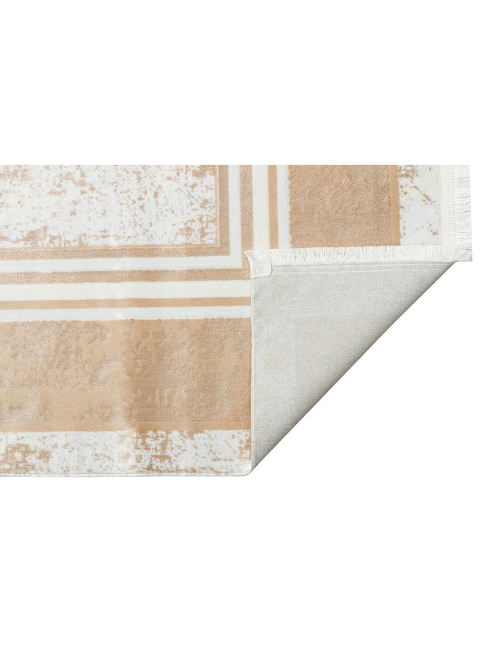 Smooth Yıkanabilir Kaymaz Parlak Oturma Odası Salon Koridor İnce Dokuma Modern Halı 17 BEIGE XW - Carpetdocia