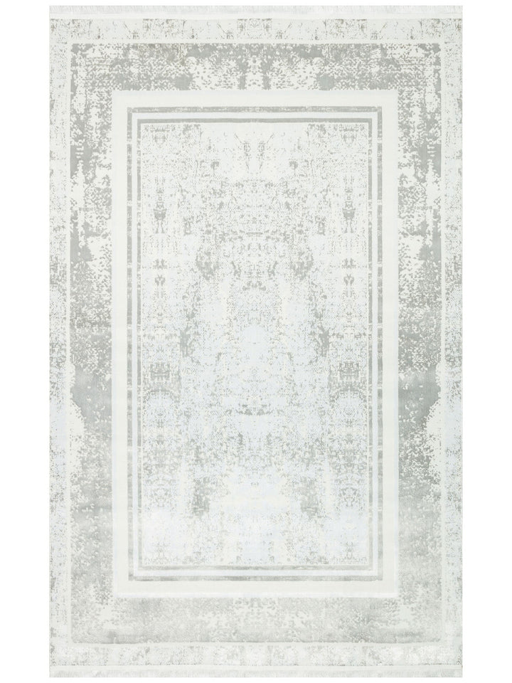 Smooth Yıkanabilir Kaymaz Parlak Oturma Odası Salon Koridor İnce Dokuma Modern Halı 17 SILVER XW - Carpetdocia