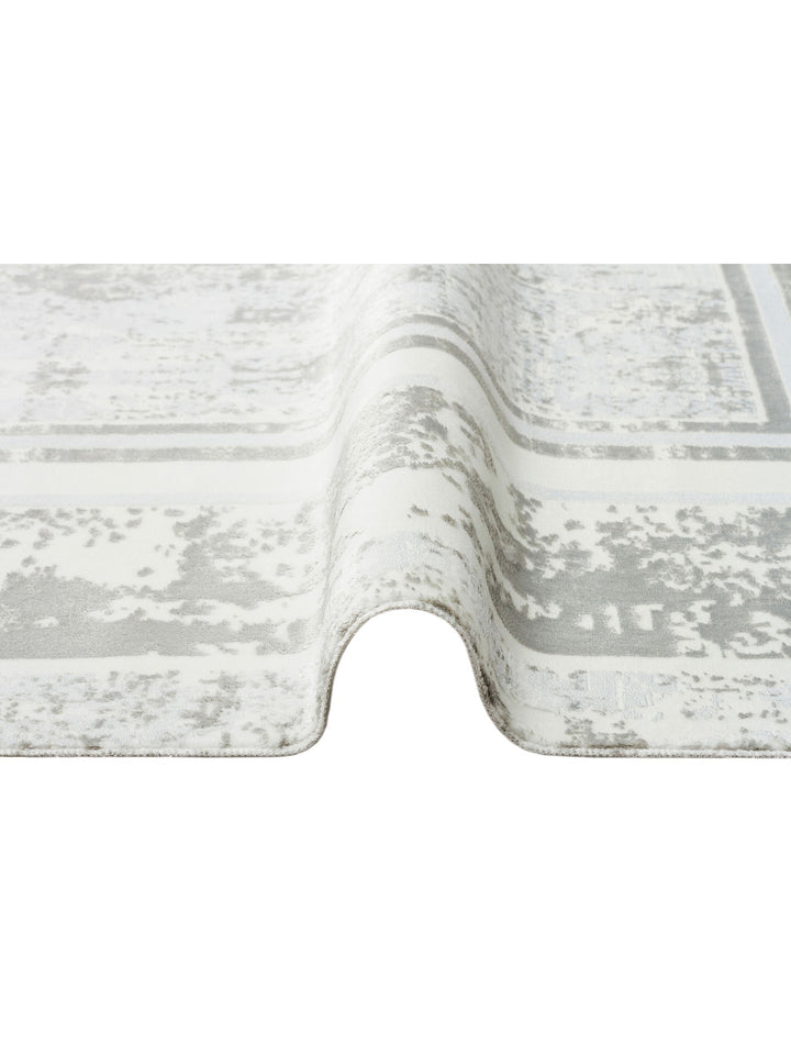 Smooth Yıkanabilir Kaymaz Parlak Oturma Odası Salon Koridor İnce Dokuma Modern Halı 17 SILVER XW - Carpetdocia