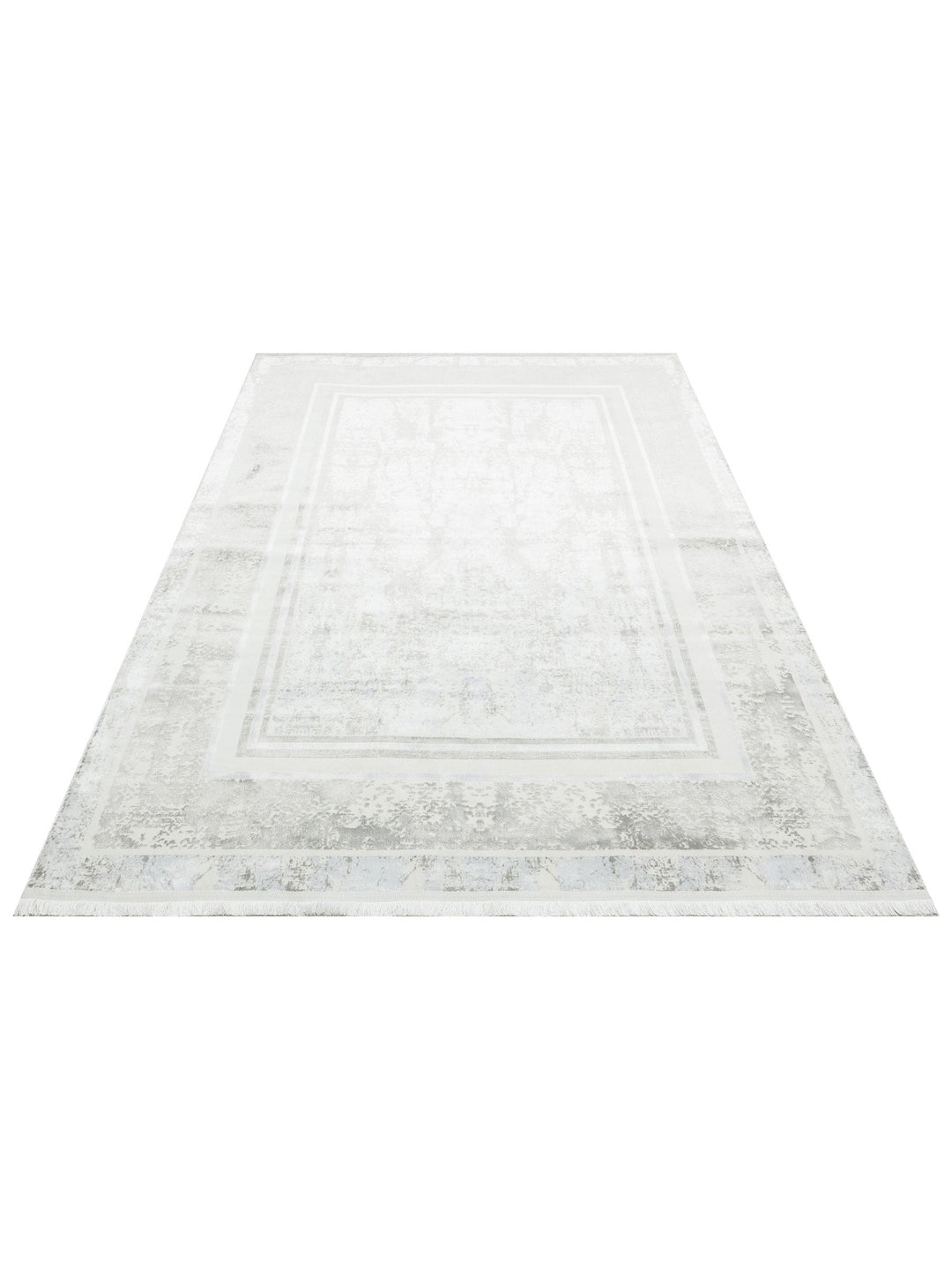 Smooth Yıkanabilir Kaymaz Parlak Oturma Odası Salon Koridor İnce Dokuma Modern Halı 17 SILVER XW - Carpetdocia