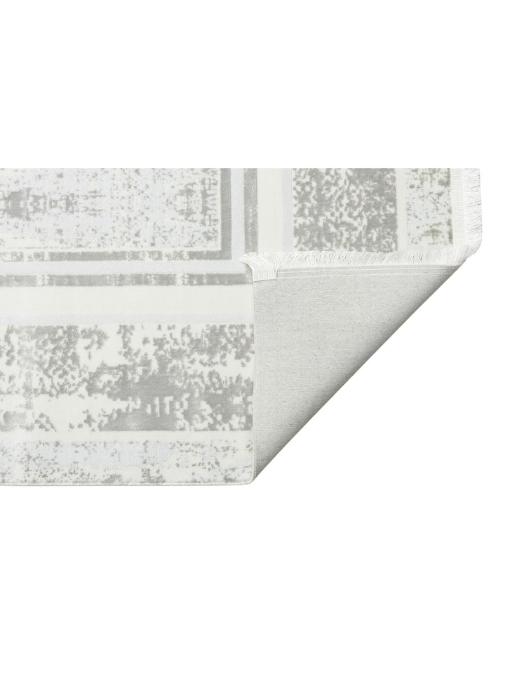 Smooth Yıkanabilir Kaymaz Parlak Oturma Odası Salon Koridor İnce Dokuma Modern Halı 17 SILVER XW - Carpetdocia