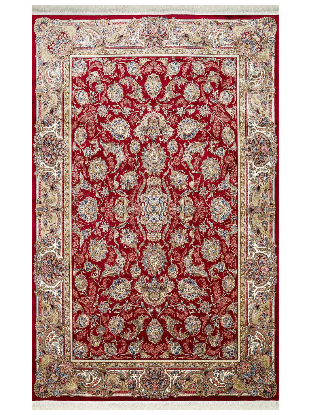 Topkapı Serisi Yüksek Kalite Sık Dokuma Klasik Desenli Özel Işıltılı Salon Halısı 01 RED - Carpetdocia