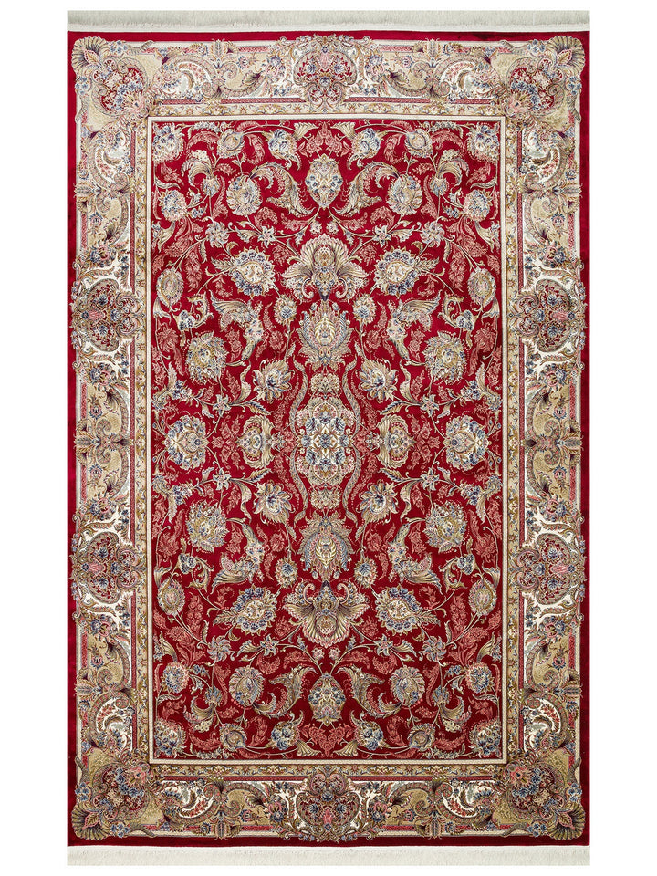 Topkapı Serisi Yüksek Kalite Sık Dokuma Klasik Desenli Özel Işıltılı Salon Halısı 01 RED - Carpetdocia