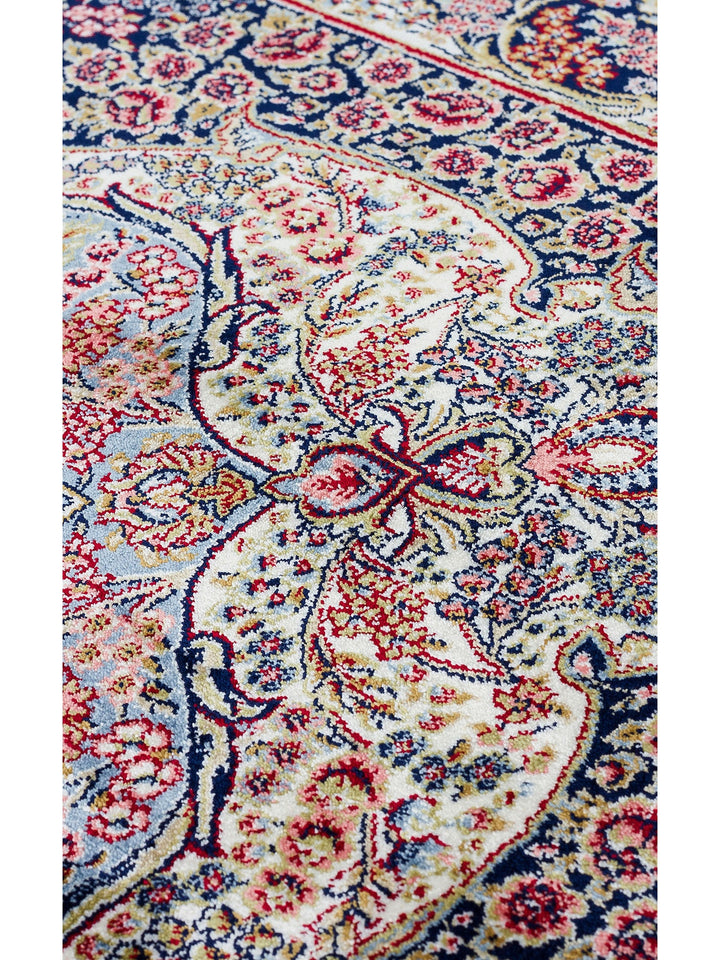 Topkapı Serisi Yüksek Kalite Sık Dokuma Klasik Desenli Özel Işıltılı Salon Halısı 02 NAVY - Carpetdocia