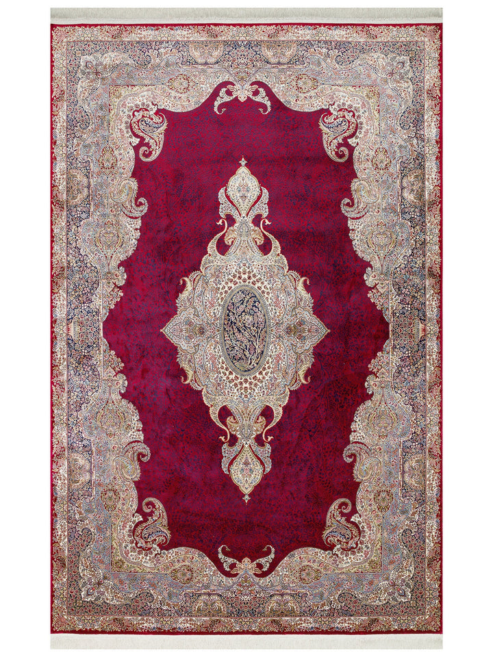 Topkapı Serisi Yüksek Kalite Sık Dokuma Klasik Desenli Özel Işıltılı Salon Halısı 02 RED - Carpetdocia