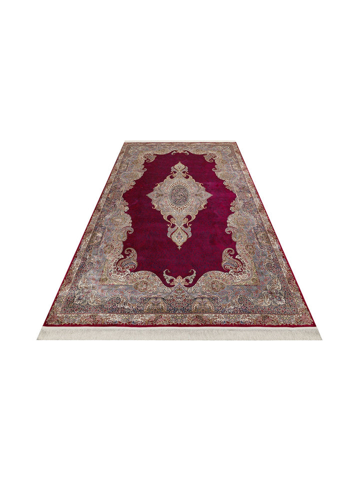 Topkapı Serisi Yüksek Kalite Sık Dokuma Klasik Desenli Özel Işıltılı Salon Halısı 02 RED - Carpetdocia