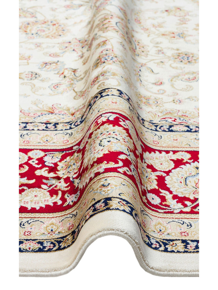 Topkapı Serisi Yüksek Kalite Sık Dokuma Klasik Desenli Özel Işıltılı Salon Halısı 03 CREAM RED - Carpetdocia