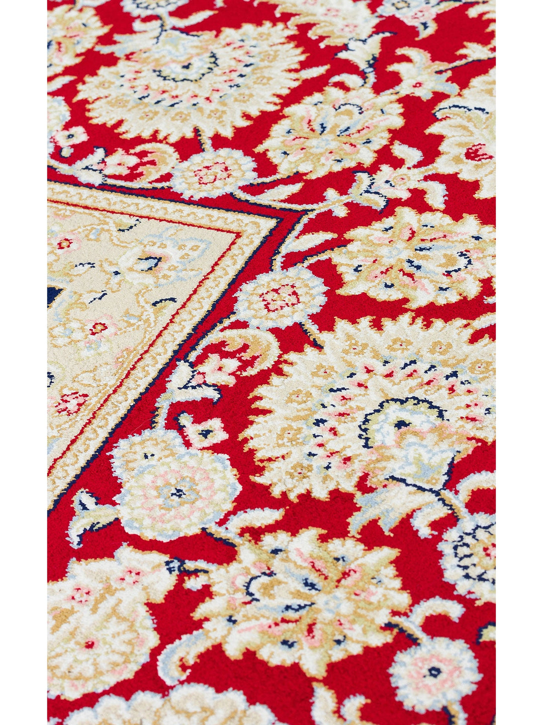 Topkapı Serisi Yüksek Kalite Sık Dokuma Klasik Desenli Özel Işıltılı Salon Halısı 03 CREAM RED - Carpetdocia